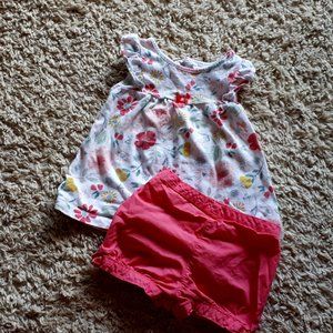 Carter's top shorts white pink toddler girl 24M